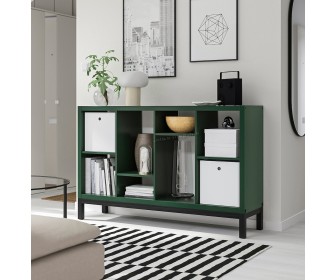 Стеллаж Ikea Kallax 147x39x94 (Темно-зеленый/Черный)