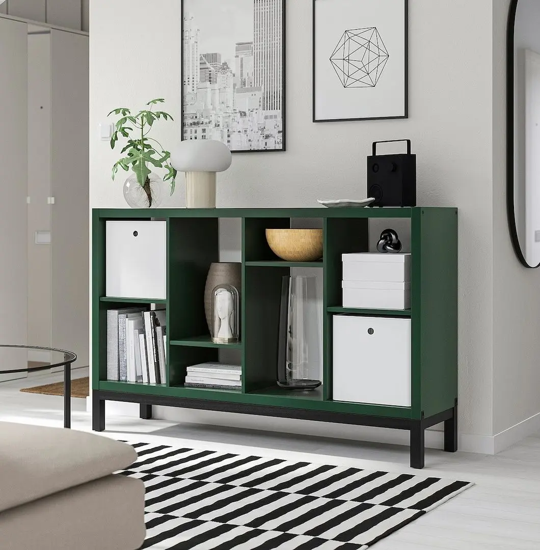 Etajera Ikea Kallax 147x39x94 (Verde inchis/Negru)