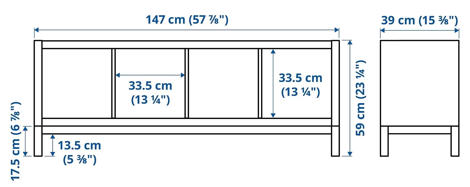Etajera Ikea Kallax 147x59 (Aspect Stejar Antichizat/Negru)