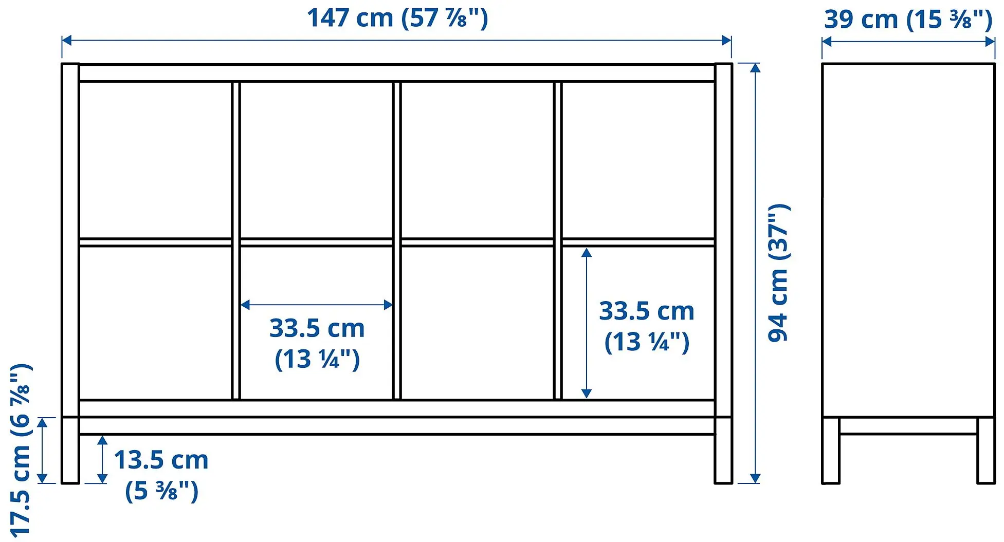 Etajera Ikea Kallax 147x94 (Alb/Negru)