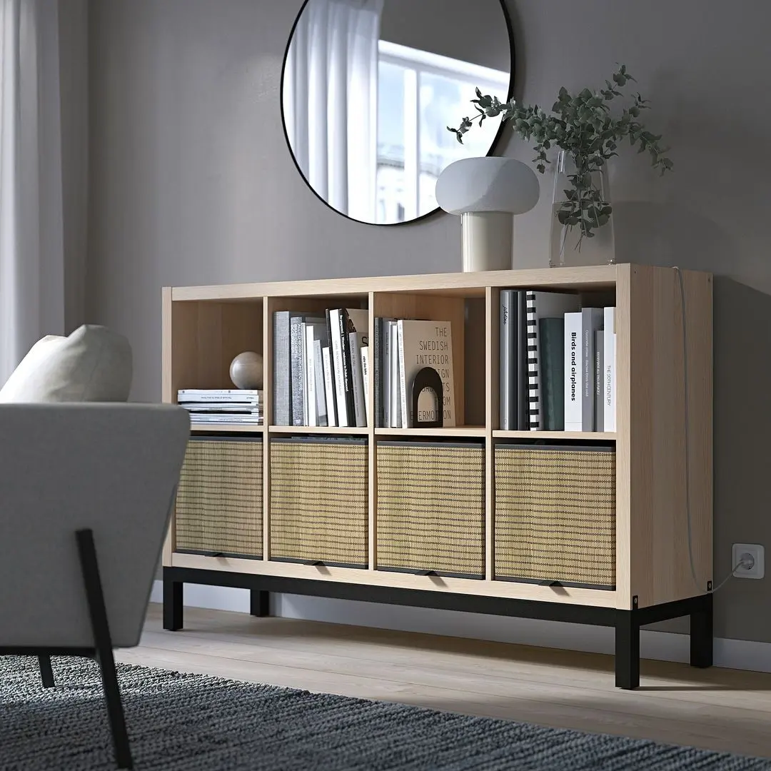 Etajera Ikea Kallax 147x94 (Aspect Stejar Antichizat/Negru)