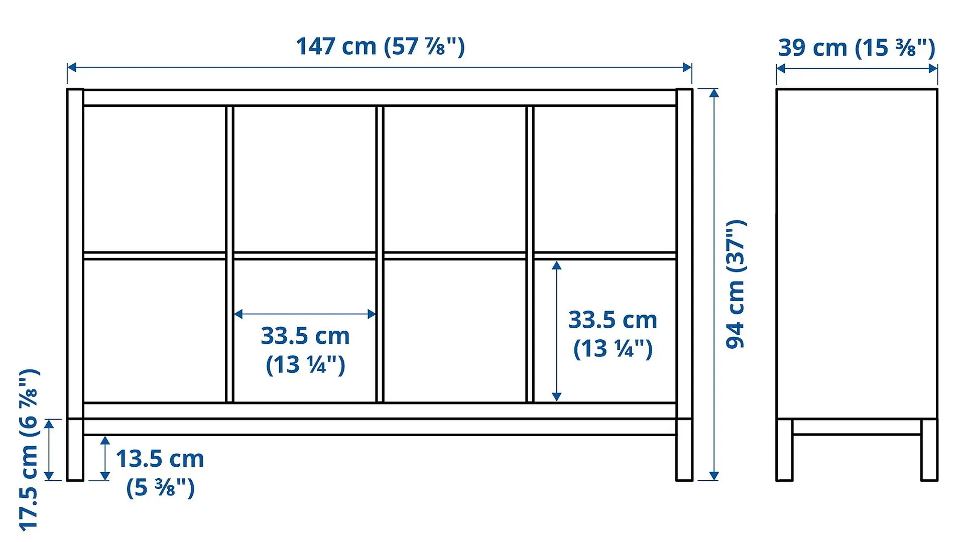 Etajera Ikea Kallax 147x94 (Aspect Stejar Antichizat/Negru)