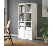 Стеллаж Ikea Kallax 2 дверцы/2 вставки-полки 147x77 (Белый)