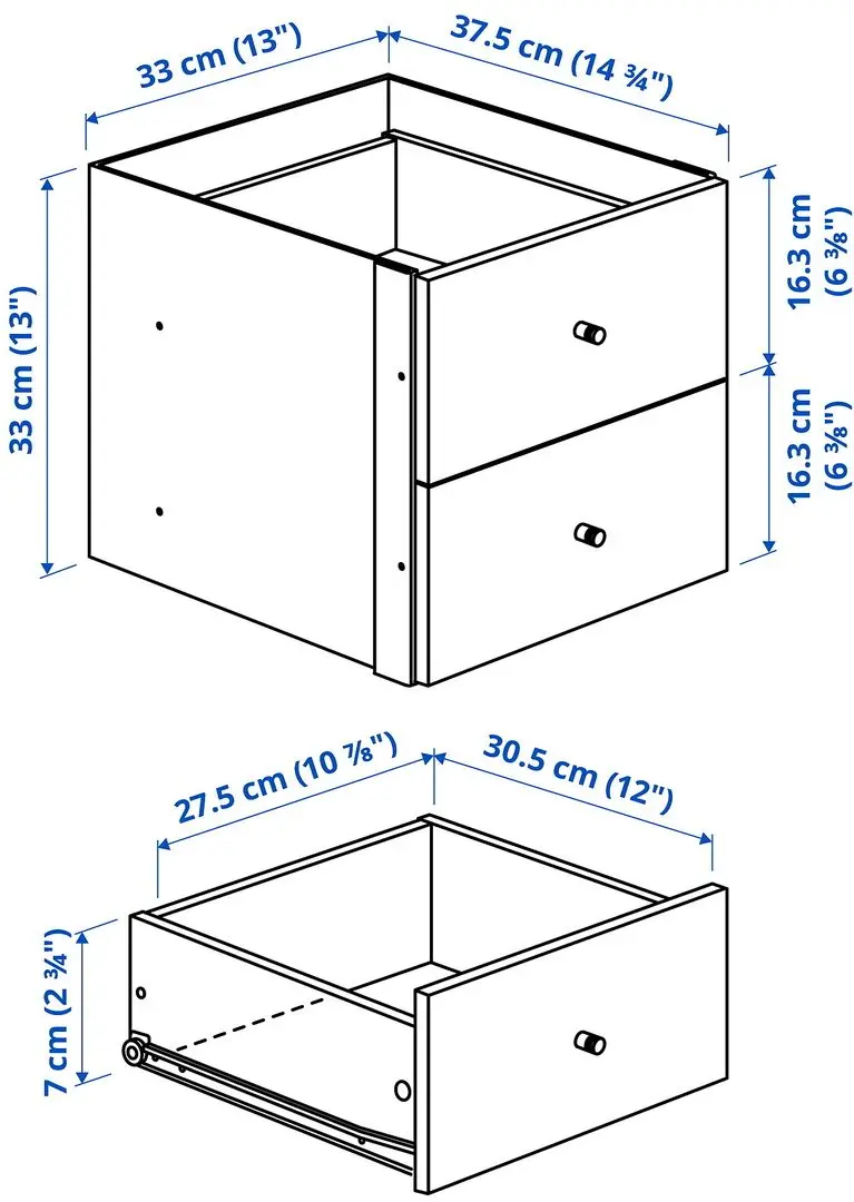 Etajera Ikea Kallax 2 usi/2 organizatoare 147x94 (Alb)
