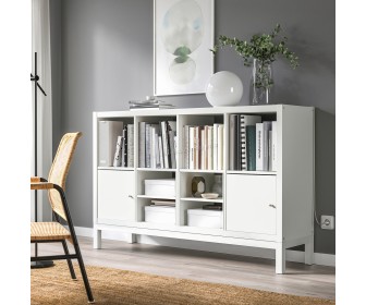 Стеллаж Ikea Kallax 2 дверцы/2 вставки-полки 147x94 (Белый)