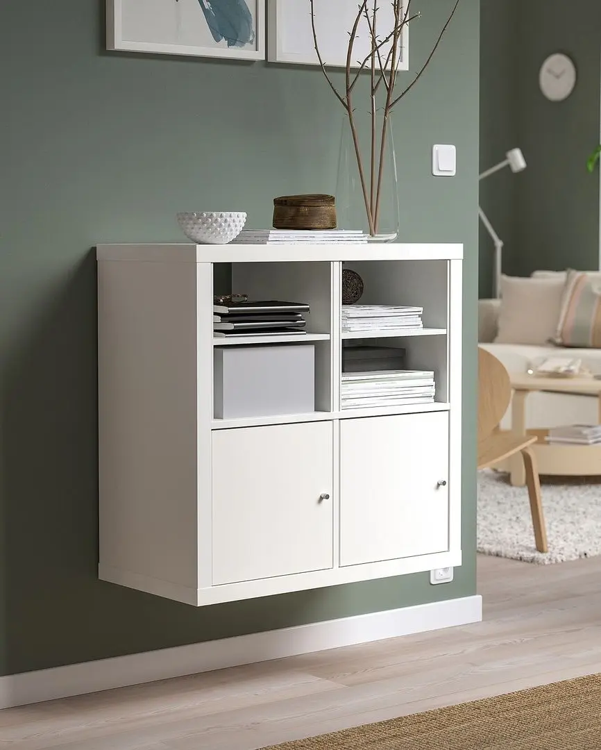 Etajera Ikea Kallax 2 uși 77x77 (Alb)