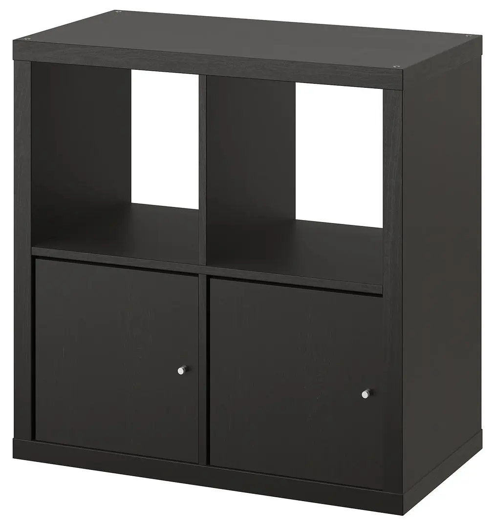 Стеллаж Ikea Kallax 2 дверцы 77x77 (Черно-коричневый)