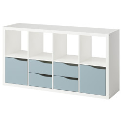 Стеллаж Ikea Kallax 2двери/4ящика 147x77 (Белый/Светло-серо-голубой) Thumb