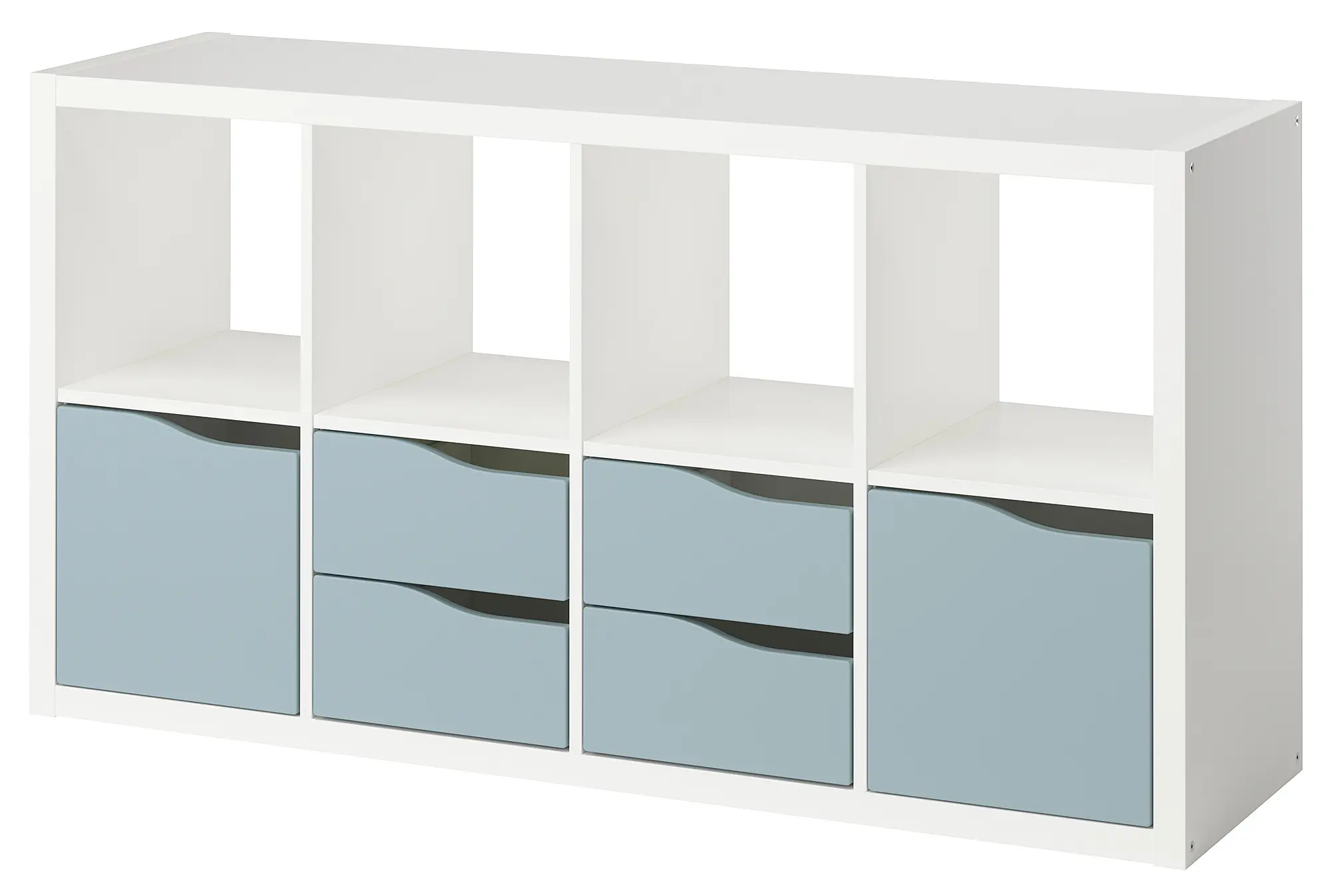 Стеллаж Ikea Kallax 2двери/4ящика 147x77 (Белый/Светло-серо-голубой) - 2