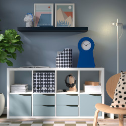 Стеллаж Ikea Kallax 2двери/4ящика 147x77 (Белый/Светло-серо-голубой) Thumb