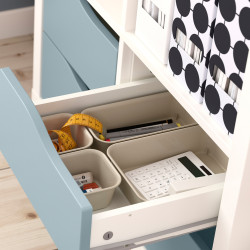 Стеллаж Ikea Kallax 2двери/4ящика 147x77 (Белый/Светло-серо-голубой) Thumb