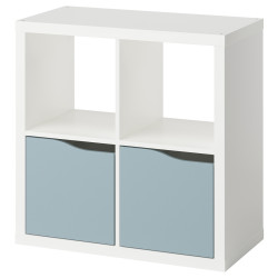 Стеллаж Ikea Kallax 2двери 77x77 (Белый/Светло-серо-голубой) Thumb