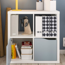 Стеллаж Ikea Kallax 2двери 77x77 (Белый/Светло-серо-голубой) Thumb