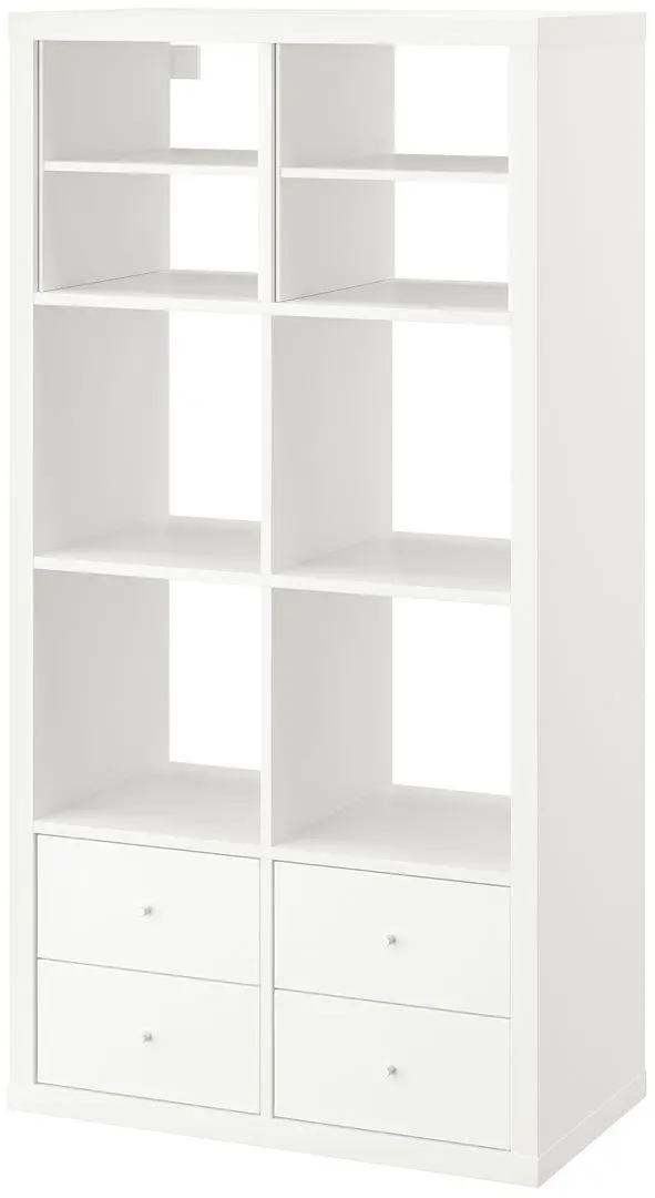 Etajera Ikea Kallax 4 rafturi/2 organizatoare 147x77 (Alb)