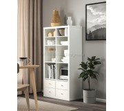 Стеллаж Ikea Kallax 4 ящика/2 вставки-полки 147x77 (Белый)