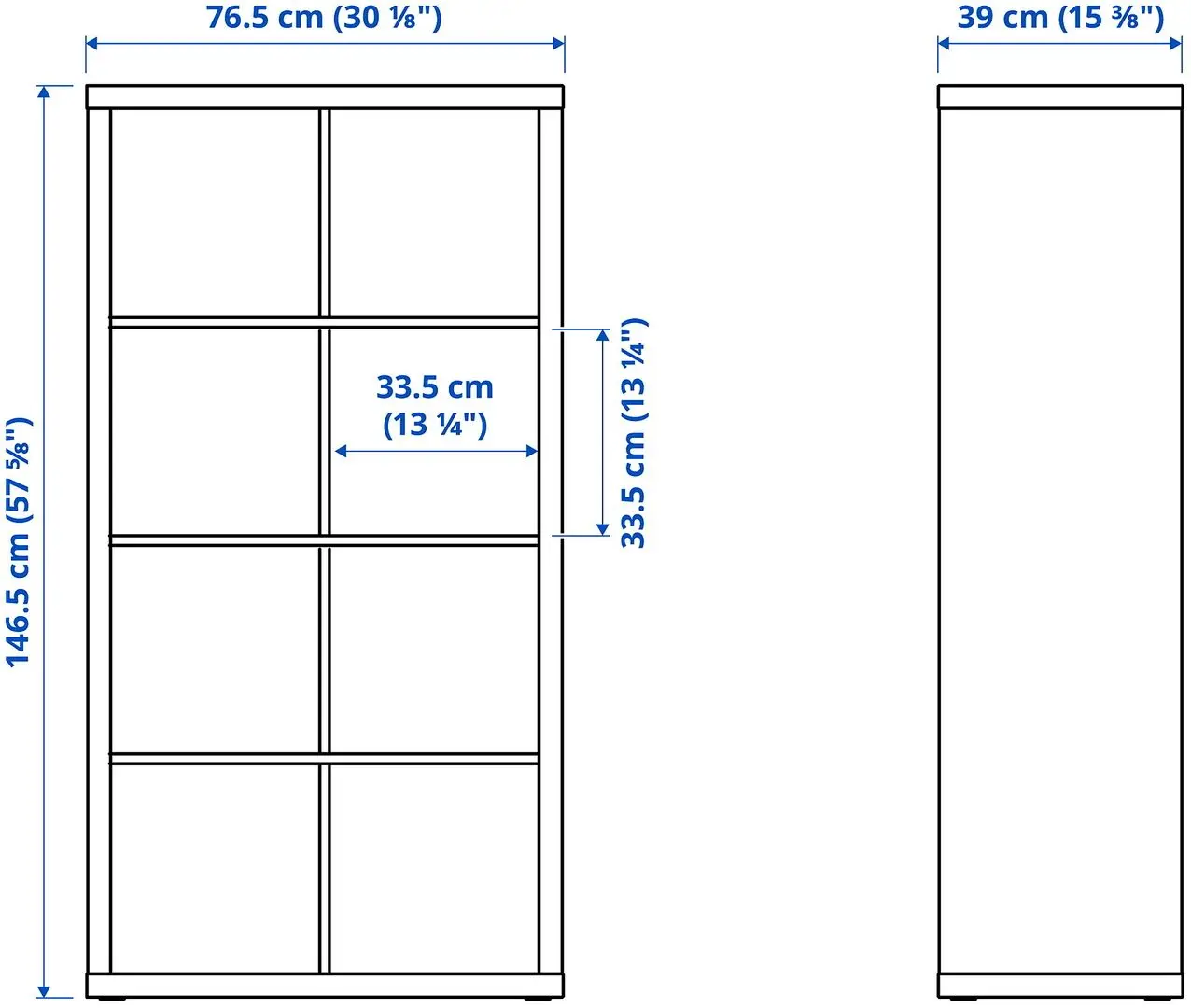Etajera Ikea Kallax 4 rafturi/2 organizatoare 147x77 (Alb)
