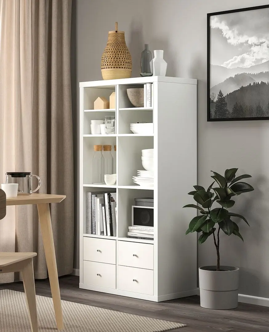 Etajera Ikea Kallax 4 rafturi/2 organizatoare 147x77 (Alb)