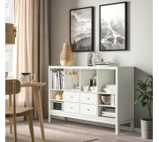 Стеллаж Ikea Kallax 4 ящика/2 вставки-полки 147x94 (Белый)