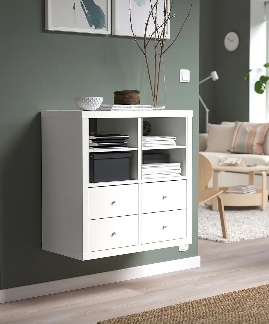 Etajera Ikea Kallax 4 sertare 77x77 (Alb)