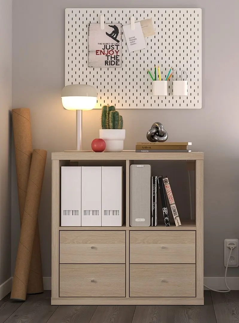Etajera Ikea Kallax 4 sertare 77x77 (Aspect Stejar Antichizat)