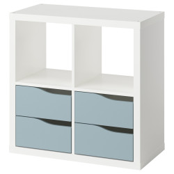 Стеллаж Ikea Kallax 4ящика 77x77 (Белый/Светло-серо-голубой) Thumb