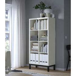 Etajera Ikea Kallax 77x164 (Alb lucios/Negru)