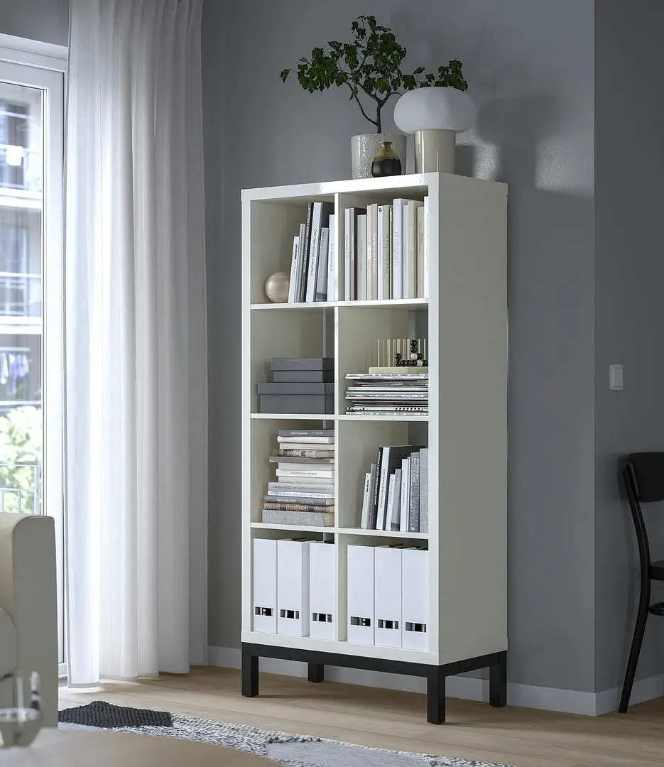 Etajera Ikea Kallax 77x164 (Alb lucios/Negru)