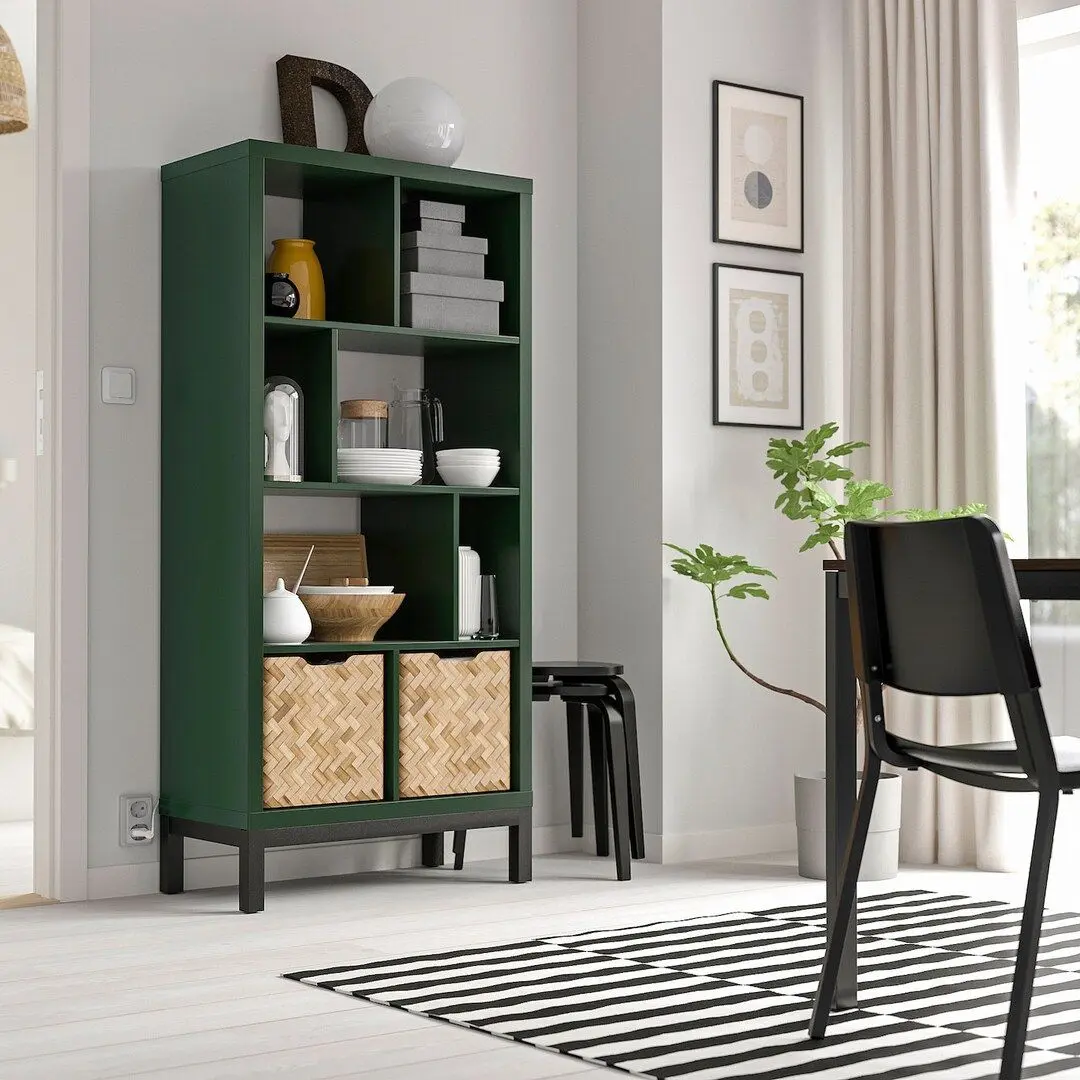 Etajera Ikea Kallax 77x39x164 (Verde inchis/Negru)
