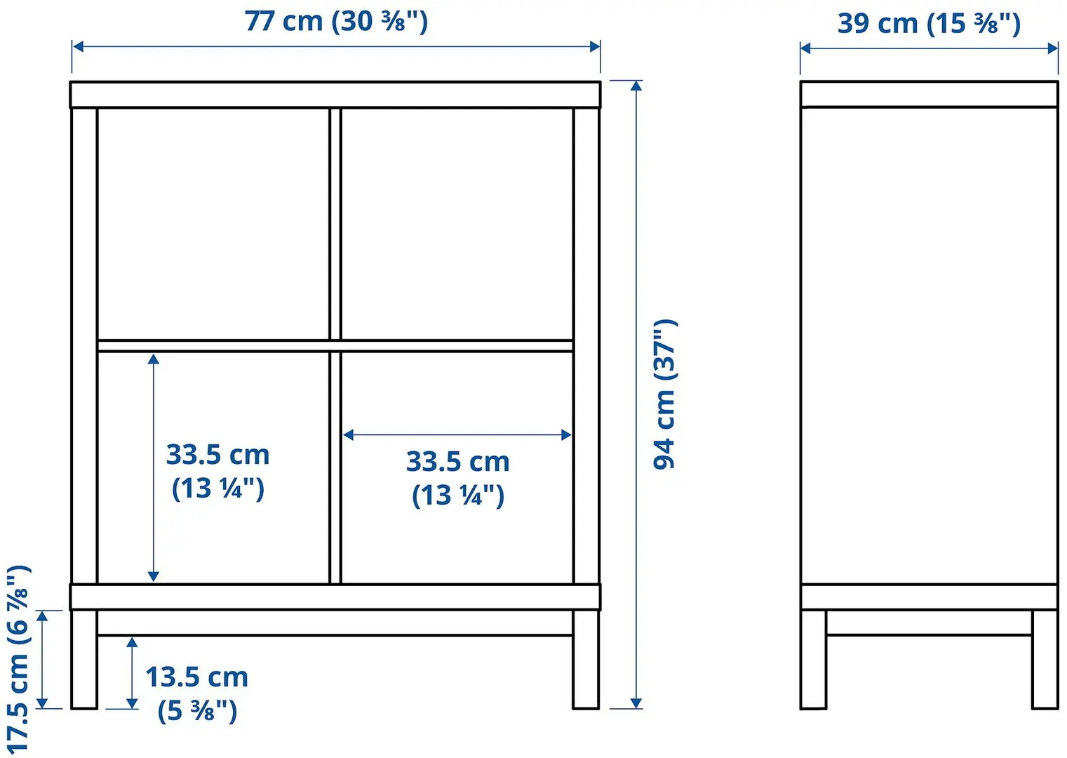 Etajera Ikea Kallax 77x94 (Alb lucios/Negru)