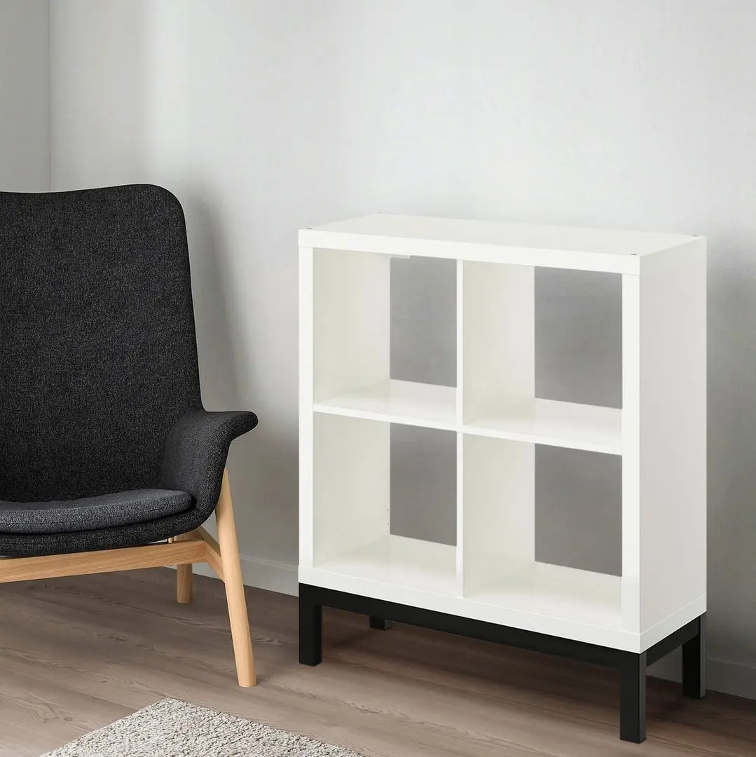 Etajera Ikea Kallax 77x94 (Alb lucios/Negru)