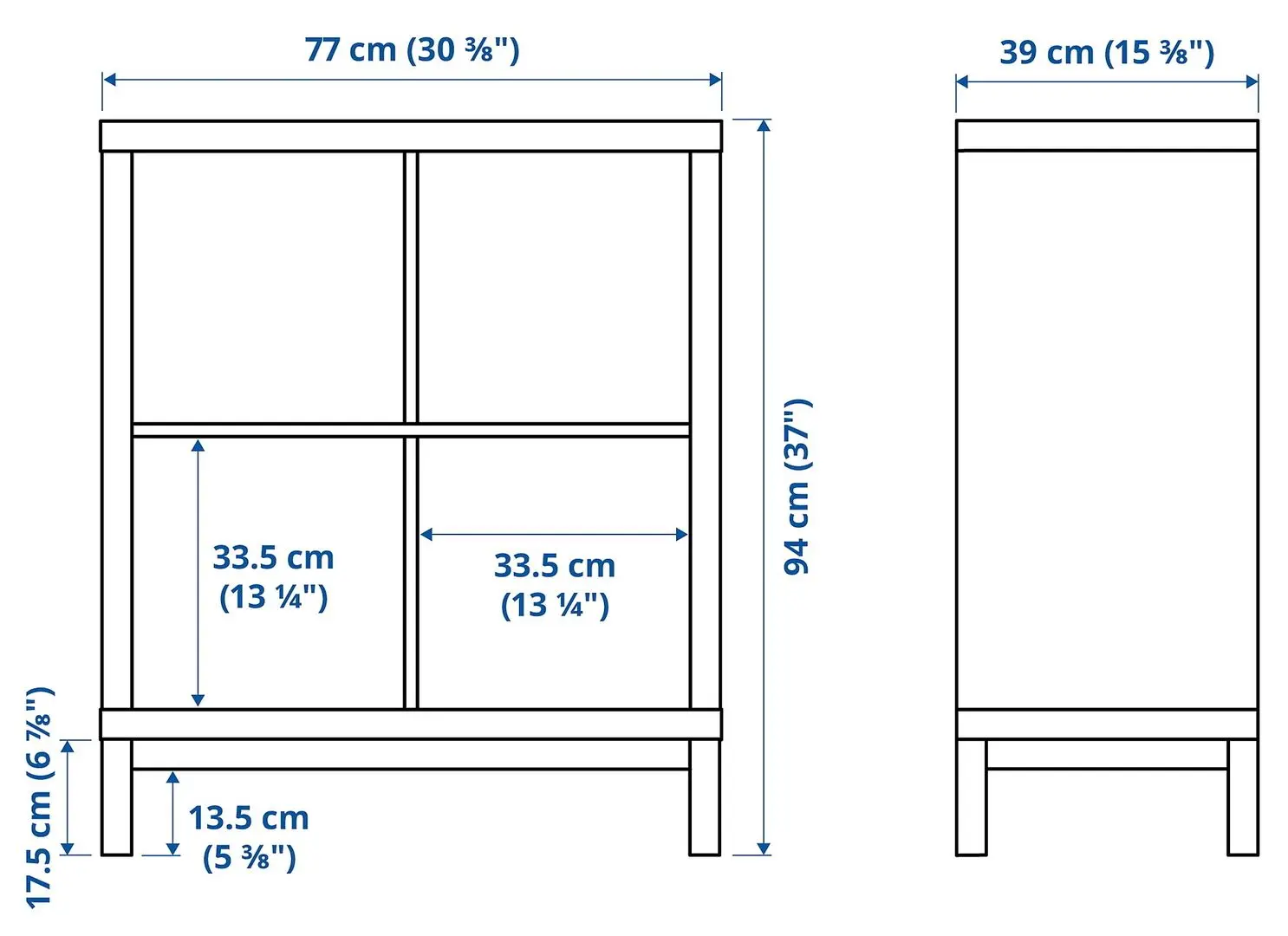Etajera Ikea Kallax 77x94 (Aspect Stejar Antichizat/Negru)