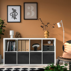 Etajera Ikea Kallax/Drona 77x39x147 (Alb/Negru)