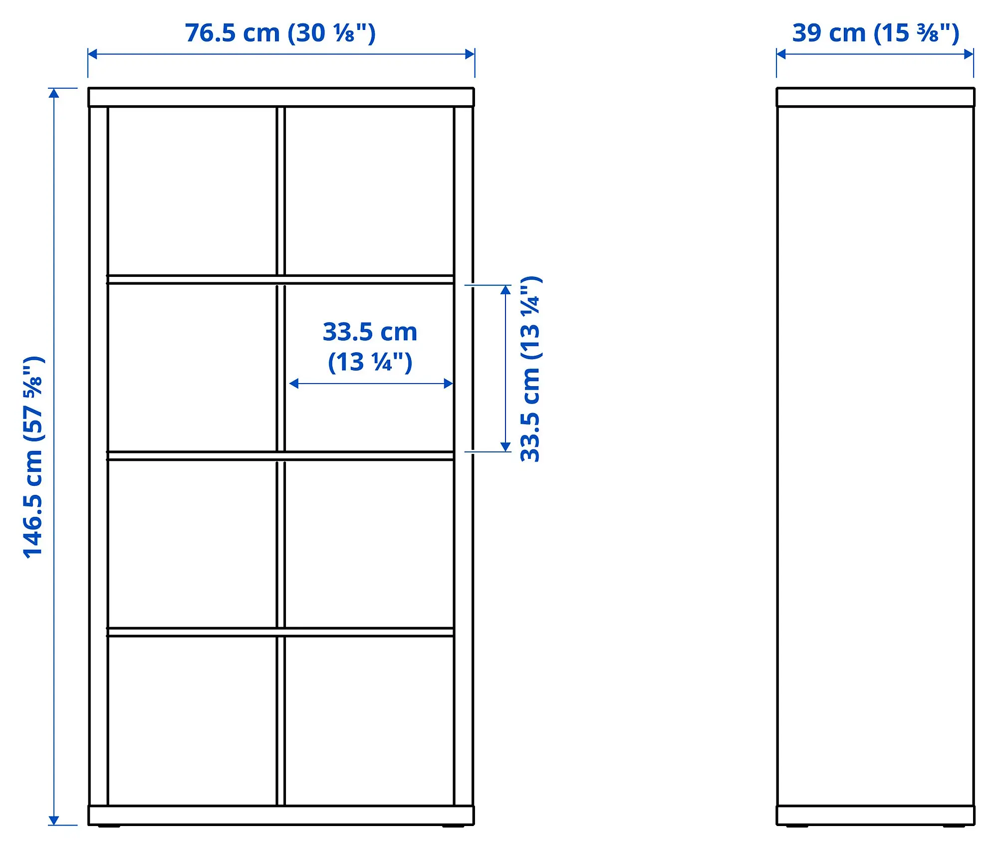 Стеллаж Ikea Kallax/Drona 77x39x147 (Белый/Черный) - 6