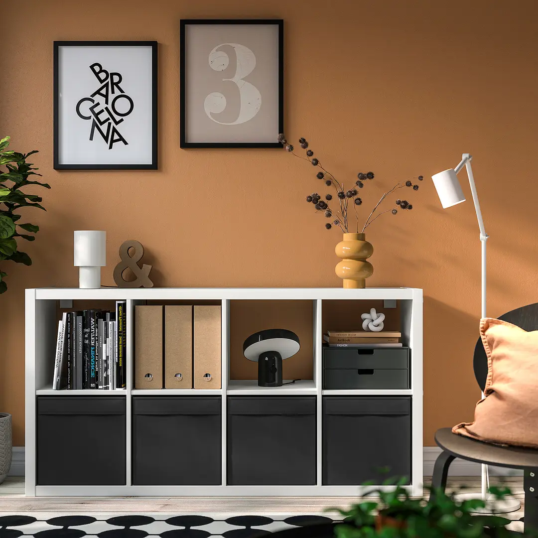 Стеллаж Ikea Kallax/Drona 77x39x147 (Белый/Черный)
