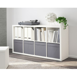Стеллаж Ikea Kallax/Drona 77x39x147 (Белый/Темно-серый) Thumb