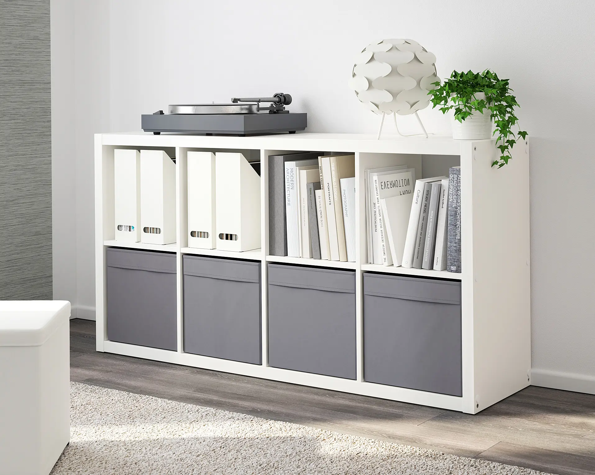 Стеллаж Ikea Kallax/Drona 77x39x147 (Белый/Темно-серый) - 6