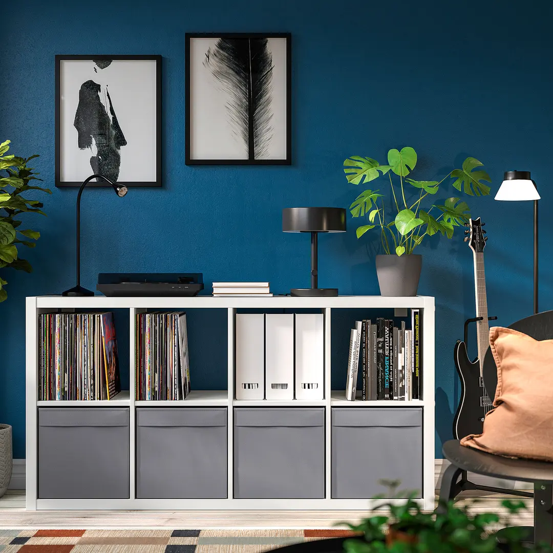 Стеллаж Ikea Kallax/Drona 77x39x147 (Белый/Темно-серый)