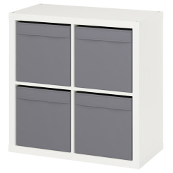 Стеллаж Ikea Kallax/Drona 77x39x77 (Белый/Темно-серый) Thumb