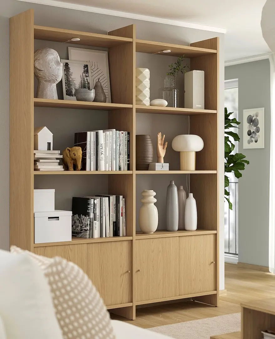 Etajera Ikea Ladmakare cu usi glisante 159x35x212 (Aspect stejar)