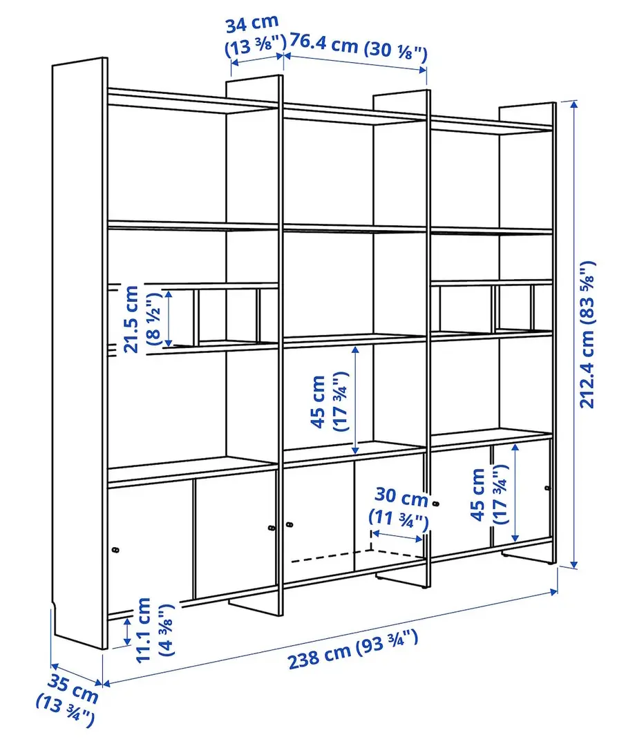 Etajera Ikea Ladmakare cu usi glisante 238x35x212 (Aspect stejar)