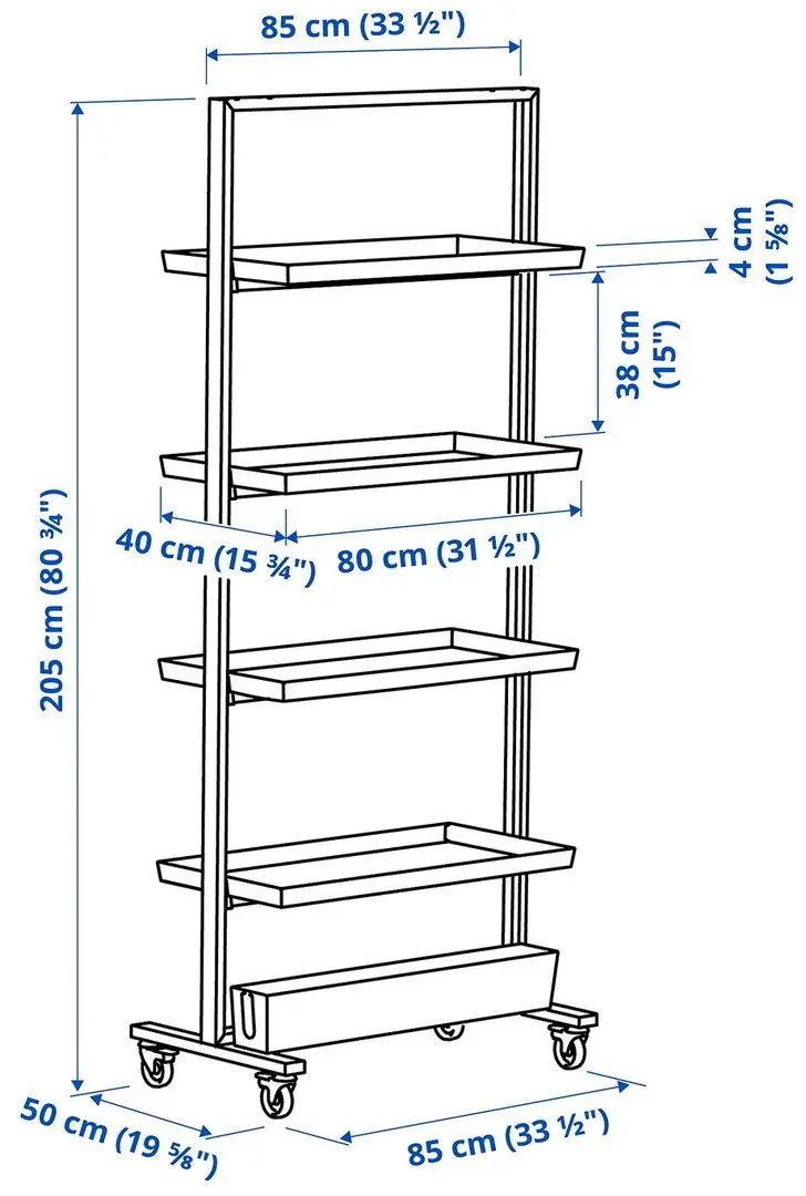 Etajera Ikea Mittzon roti/cutie cabluri 85x205 (Alb)