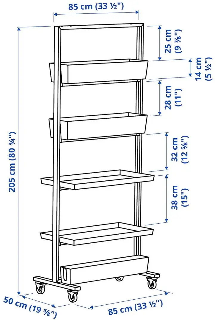 Etajera Ikea Mittzon roti/recipient/cutie cabluri 82x205 (Alb)