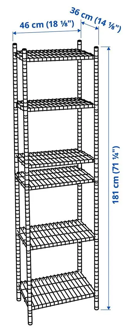 Etajera Ikea Omar 46x36x181 (Argintiu) - 6