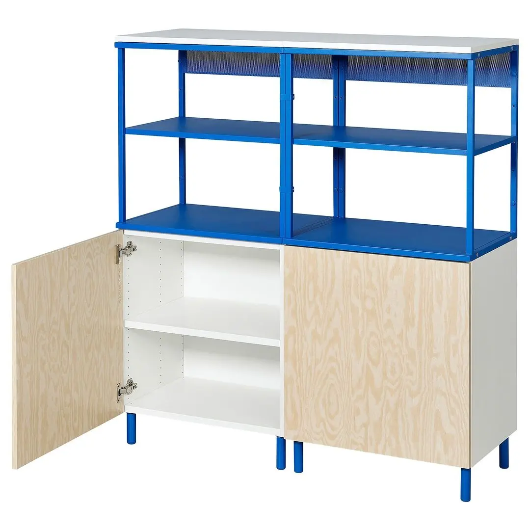Стеллаж Ikea Platsa 120x42x133 (Белый Кальбаден/Синий)
