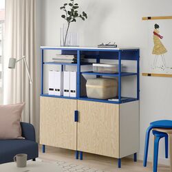 Etajera Ikea Platsa 120x42x133 (Alb Kalbaden/Albastru)