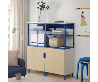 Стеллаж Ikea Platsa 120x42x133 (Белый Кальбаден/Синий)