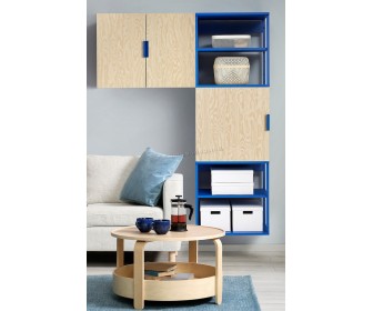 Стеллаж Ikea Platsa 140x42x182 (Белый Кальбаден/Синий)