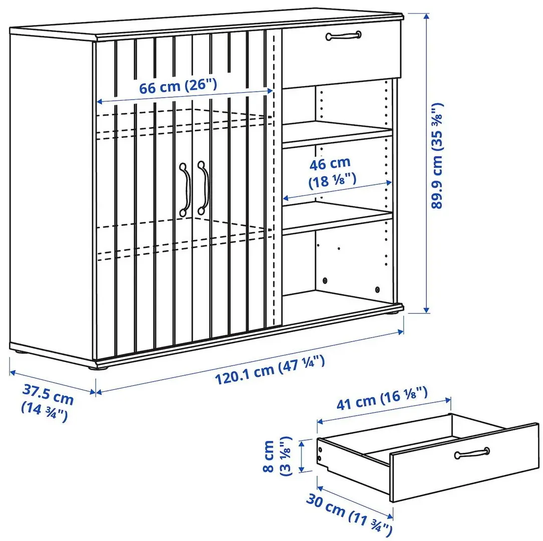 Etajera Ikea Skruvby 180x140 (Negru-Albastru/Aspect Stejar)