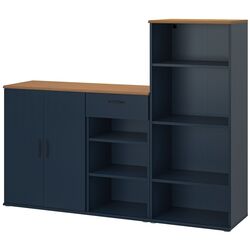 Etajera Ikea Skruvby 180x140 (Negru-Albastru/Aspect Stejar) Thumb