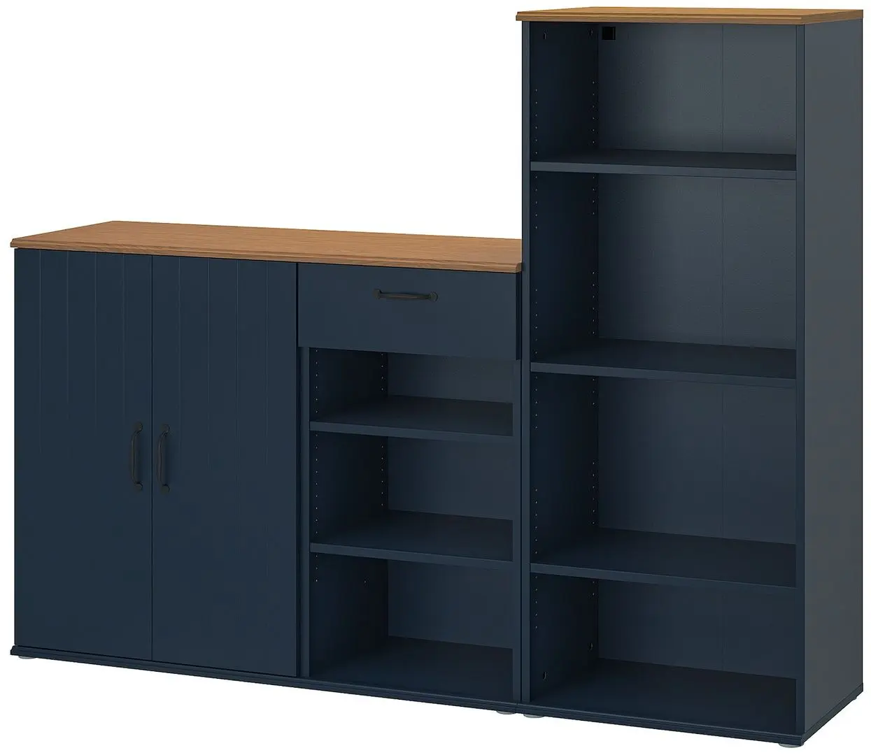 Etajera Ikea Skruvby 180x140 (Negru-Albastru/Aspect Stejar)